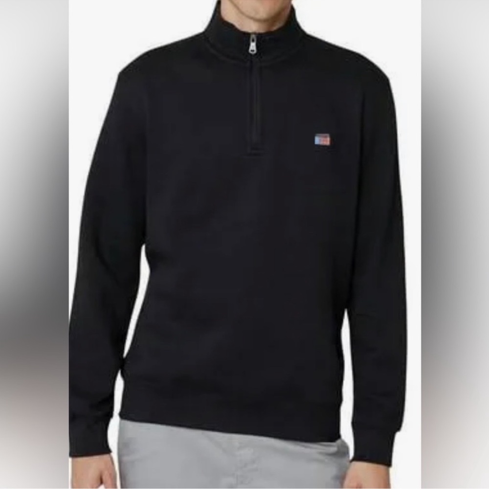 Chaps Mens Black Textured Long Sleeve Quarter Zip Stand Collar Pullover XXL